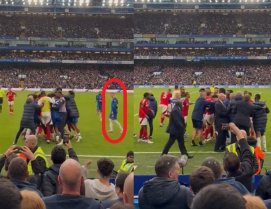 Palmer sat on the pitch while Chelsea and Forest players got into an altercation